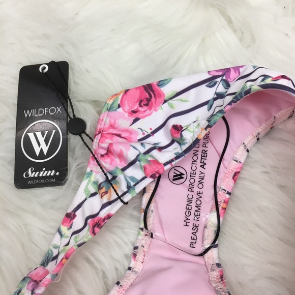 WILDFOX | White Pink Floral Bikini Bottom -E90 - Picture 6 of 7
